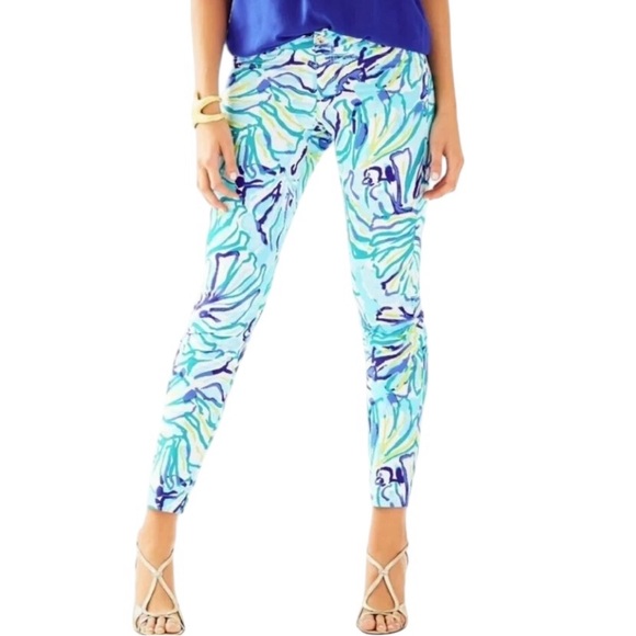 Lilly Pulitzer Pants - Lilly Pulitzer Kelly Skinny Ankle Cropped Leg Pants in Pool Blue Stay Cool - 10